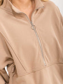 WOMEN'S LONG SLEEVE ZIP UP PULLOVER SWEATER