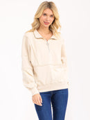 WOMEN'S LONG SLEEVE ZIP UP PULLOVER SWEATER