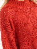 WOMEN'S LONG SLEEVE MOCK NECK KNIT OVERSIZED PULLOVER SWEATER