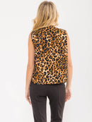 WOMEN'S SLEEVELESS FRONT TIE ANIMAL PRINT VEST