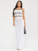 WOMEN'S SLEEVELESS EYELET LACE DETAILED BODYCON MAXI DRESS