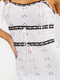 WOMEN'S SLEEVELESS EYELET LACE DETAILED BODYCON MAXI DRESS