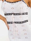 WOMEN'S SLEEVELESS EYELET LACE DETAILED BODYCON MAXI DRESS