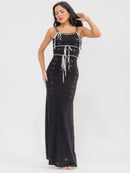 WOMEN'S SLEEVELESS EYELET LACE DETAILED BODYCON MAXI DRESS