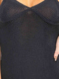 WOMEN'S SLEEVELESS V-NECK FRINGE BOTTOM HEM BODYCON MIDI DRESS