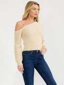 WOMEN'S LONG SLEEVE ONE SHOULDER SWEATER