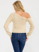 WOMEN'S LONG SLEEVE ONE SHOULDER SWEATER
