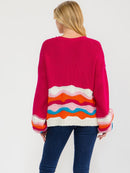 WOMEN'S LONG SLEEVE BUTTON UP MULTI COLORS KNIT SWEATER