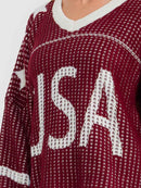 WOMEN'S LONG SLEEVE V-NECK COLORBLOCK PRINT PULLOVER OVERSIZED SWEATER