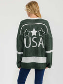 WOMEN'S LONG SLEEVE V-NECK COLORBLOCK PRINT PULLOVER OVERSIZED SWEATER