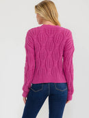 WOMEN'S LONG SLEEVE BUTTON UP EMBROIDERY FLORAL KNIT SWEATER