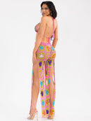 WOMEN'S BRALETTE & WAIST TIE SHORTS MULTI COLOR CROCHET 2PC. SET