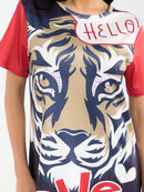 WOMEN'S SHORT SLEEVE GRAPHIC TUNIC MULTI PRINT MINI DRESS