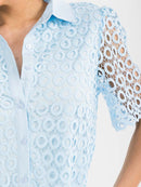 WOMEN'S SHORT SLEEVE BLOUSE & ELASTIC WAIST SHORTS CROCHET 2PC. SET