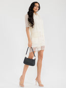 WOMEN'S SHORT SLEEVE BLOUSE & ELASTIC WAIST SHORTS CROCHET 2PC. SET