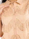WOMEN'S SHORT SLEEVE BLOUSE & ELASTIC WAIST SHORTS CROCHET 2PC. SET
