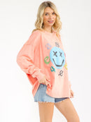 WOMEN'S LONG SLEEVE GRAPHIC OVERSIZED TOP