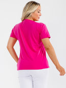 PLUS SIZE SHORT SLEEVE GRAPHIC RHINESTONES TOP