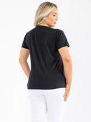 PLUS SIZE SHORT SLEEVE GRAPHIC RHINESTONES TOP