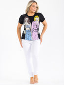 PLUS SIZE SHORT SLEEVE RHINESTONES GRAPHIC TOP