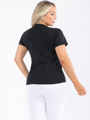 PLUS SIZE SHORT SLEEVE RHINESTONES GRAPHIC TOP