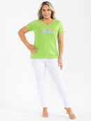 PLUS SIZE SHORT SLEEVE PEARL GRAPHIC TOP