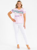 PLUS SIZE SHORT SLEEVE GRAPHIC TOP