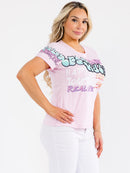 PLUS SIZE SHORT SLEEVE GRAPHIC TOP