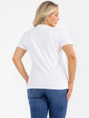 PLUS SIZE SHORT SLEEVE GRAPHIC RHINESTONES TOP