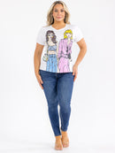 PLUS SIZE SHORT SLEEVE RHINESTONES GRAPHIC TOP