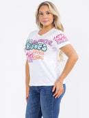 PLUS SIZE SHORT SLEEVE GRAPHIC TOP