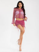 WOMEN'S LONG SLEEVE TOP & ELASTIC WAIST MINI SKORT KNITTED 2PC. SET