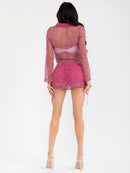 WOMEN'S LONG SLEEVE TOP & ELASTIC WAIST MINI SKORT KNITTED 2PC. SET