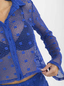 WOMEN'S LONG SLEEVE TOP & ELASTIC WAIST MINI SKORT CROCHET 2PC. SET