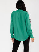 WOMEN'S BRALETTE & LONG SLEEVE BUTTON UP SOLID 2PC TOP