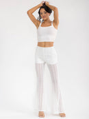 WOMEN'S ZIPPER CLOSURE KNIT BELL LEG PANTS