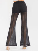 WOMEN'S ZIPPER CLOSURE KNIT BELL LEG PANTS