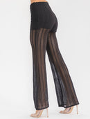 WOMEN'S ZIPPER CLOSURE KNIT BELL LEG PANTS