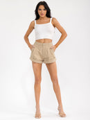 WOMEN'S BUTTON CLOSURE FRONT POCKETS DENIM MINI SHORTS
