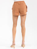 WOMEN'S ELASTIC WAIST POCKETS MINI SHORTS