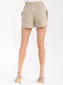 WOMEN'S ELASTIC WAIST POCKETS MINI SHORTS
