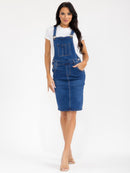 WOMEN'S SLEEVELESS POCKETS STRETCH DENIM SKIRT OVERALL