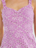 WOMEN'S SLEEVELESS SMOCK EYELET DETAILED MINI DRESS