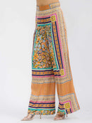 WOMEN'S ZIP UP WIDE LEG MULTI PRINT PALAZZO PANTS