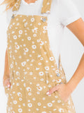 WOMEN'S SLEEVELESS POCKETS FLORAL PRINT DENIM SKIRT OVERALL