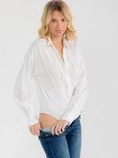 WOMEN'S LONG SLEEVE V-NECK BUTTON UP BODYSUIT