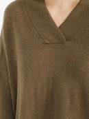 WOMEN'S LONG SLEEVE V-NECK PULLOVER KNIT SWEATER