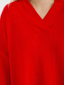 WOMEN'S LONG SLEEVE V-NECK PULLOVER KNIT SWEATER