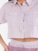 WOMEN'S SHORT SLEEVE TOP & BUTTON CLOSURE PANTS STRIPES COLORBLOCK 2PC. SET