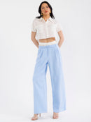 WOMEN'S SHORT SLEEVE TOP & BUTTON CLOSURE PANTS STRIPES COLORBLOCK 2PC. SET